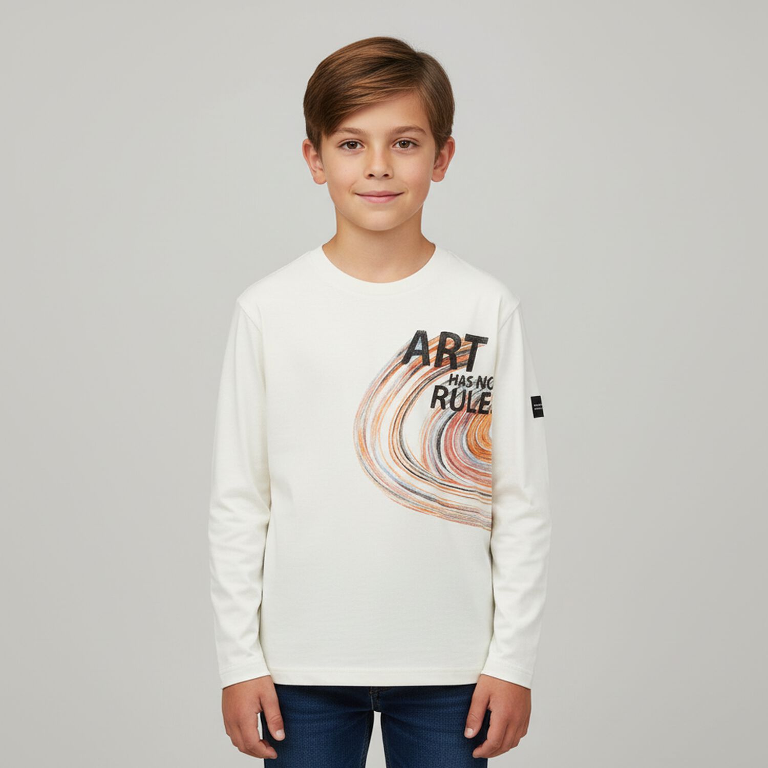 Boys Ivory Long Sleeve Top, 1, hi-res image number null