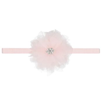 Girls Pink Tulle Flower Headband