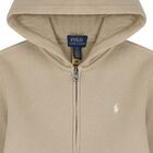 Boys Beige Logo Zip Up Hooded Top, 1, hi-res
