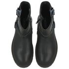 Girls Black Logo Leather Boots, 1, hi-res