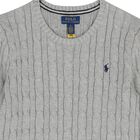 Grey Logo Cable Knit Jumper, 1, hi-res