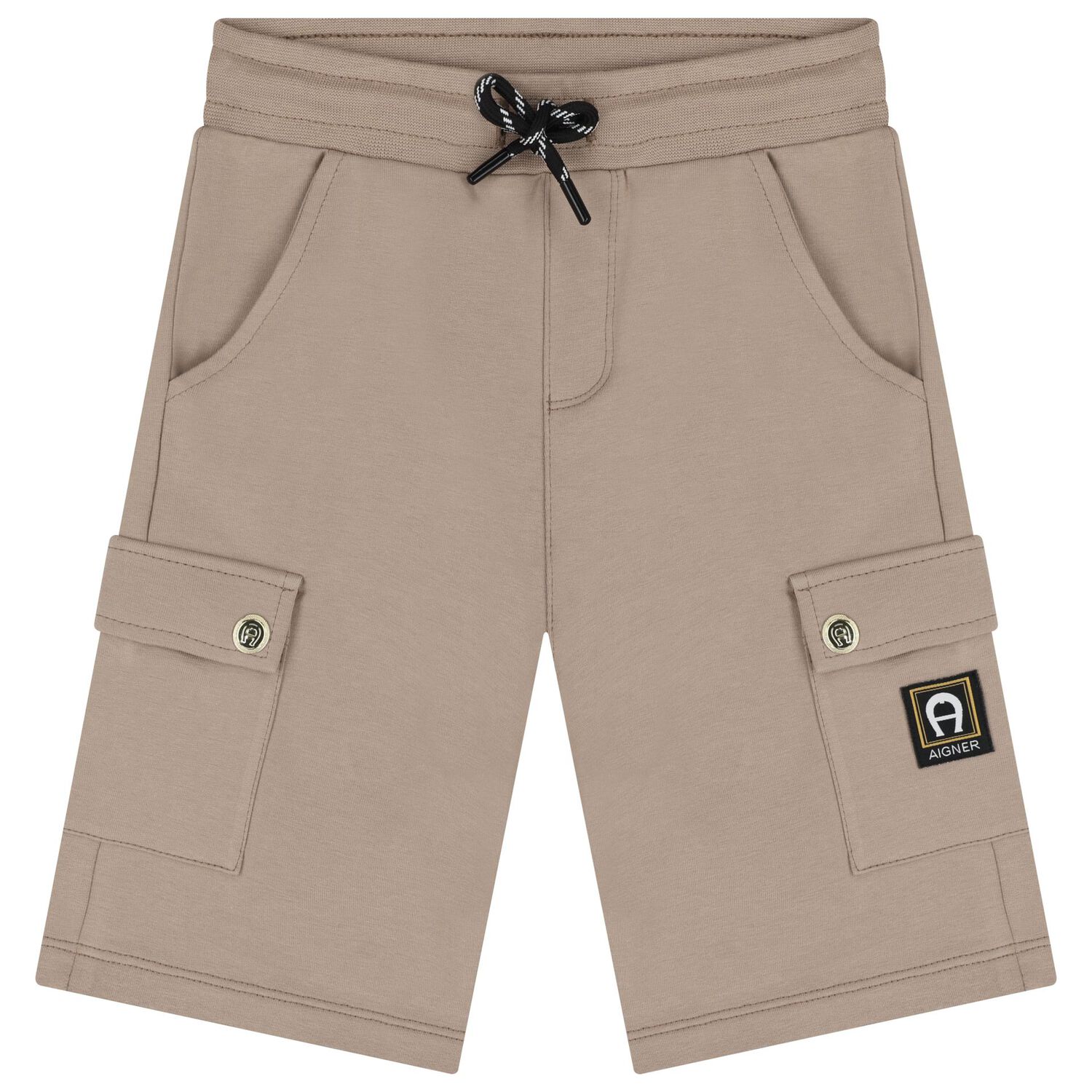 Boys White & Beige Logo Shorts Set, 1, hi-res