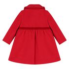 Younger Girls Red Bow Ruffle Coat , 1, hi-res