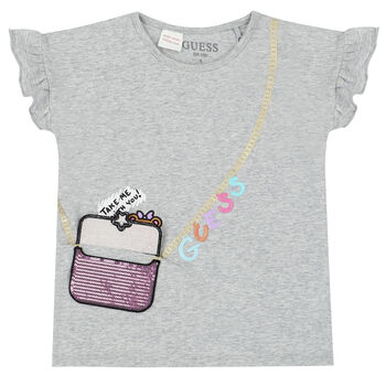 Girls Grey Bag Logo T-Shirt