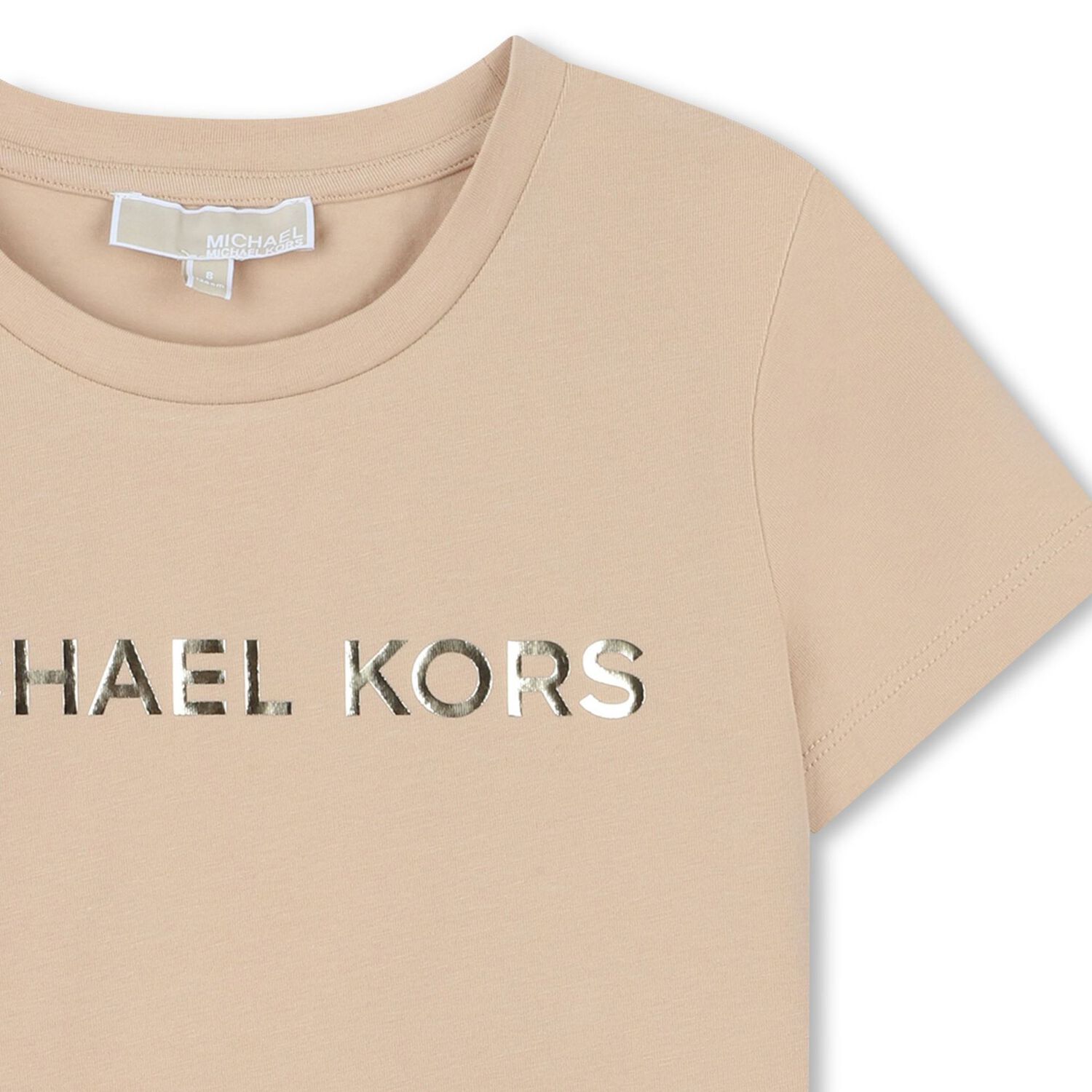 تيشيرت بنات بالشعار باللون البيج , 3, hi-res