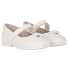 Younger Girls White Bow Ballerina Shoes, 1, hi-res