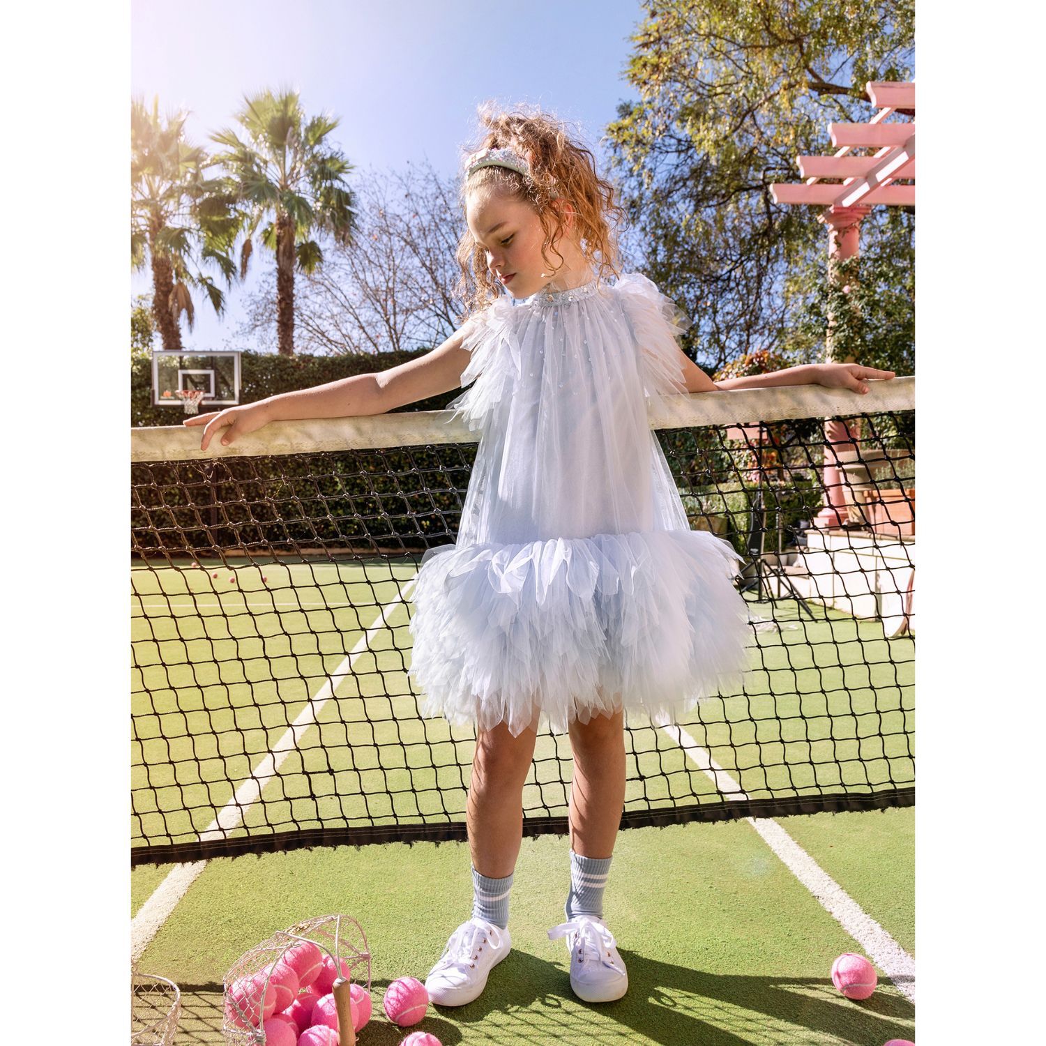 فستان تول بنات باللون الأزرق, 1, hi-res image number null