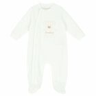 Baby Boys Blue Velour Babygrow, 2, hi-res