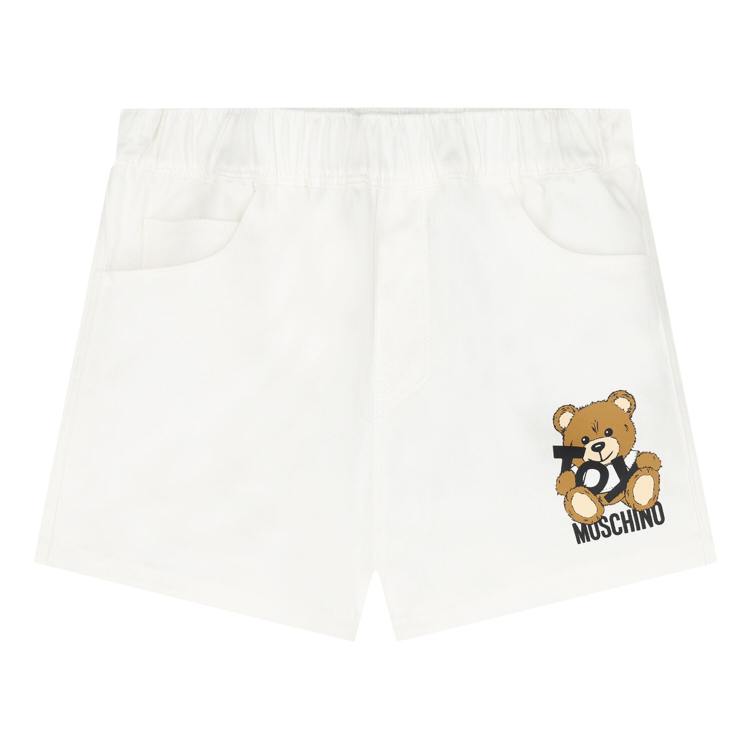 Younger Boys White Teddy Bear Logo Shorts, 1, hi-res image number null