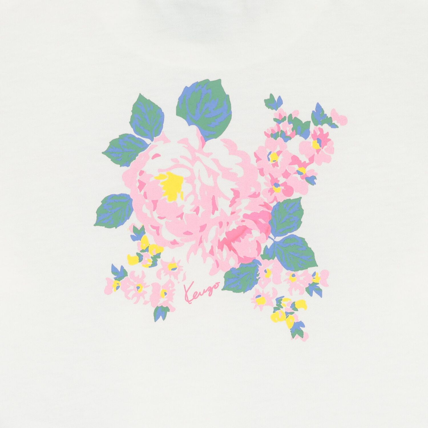 Younger Girls Ivory Floral Logo Long Sleeve Top, 1, hi-res