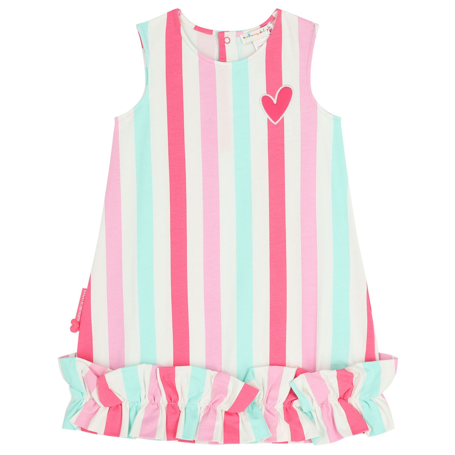 Girls Multi-Coloured Striped Dress, 1, hi-res
