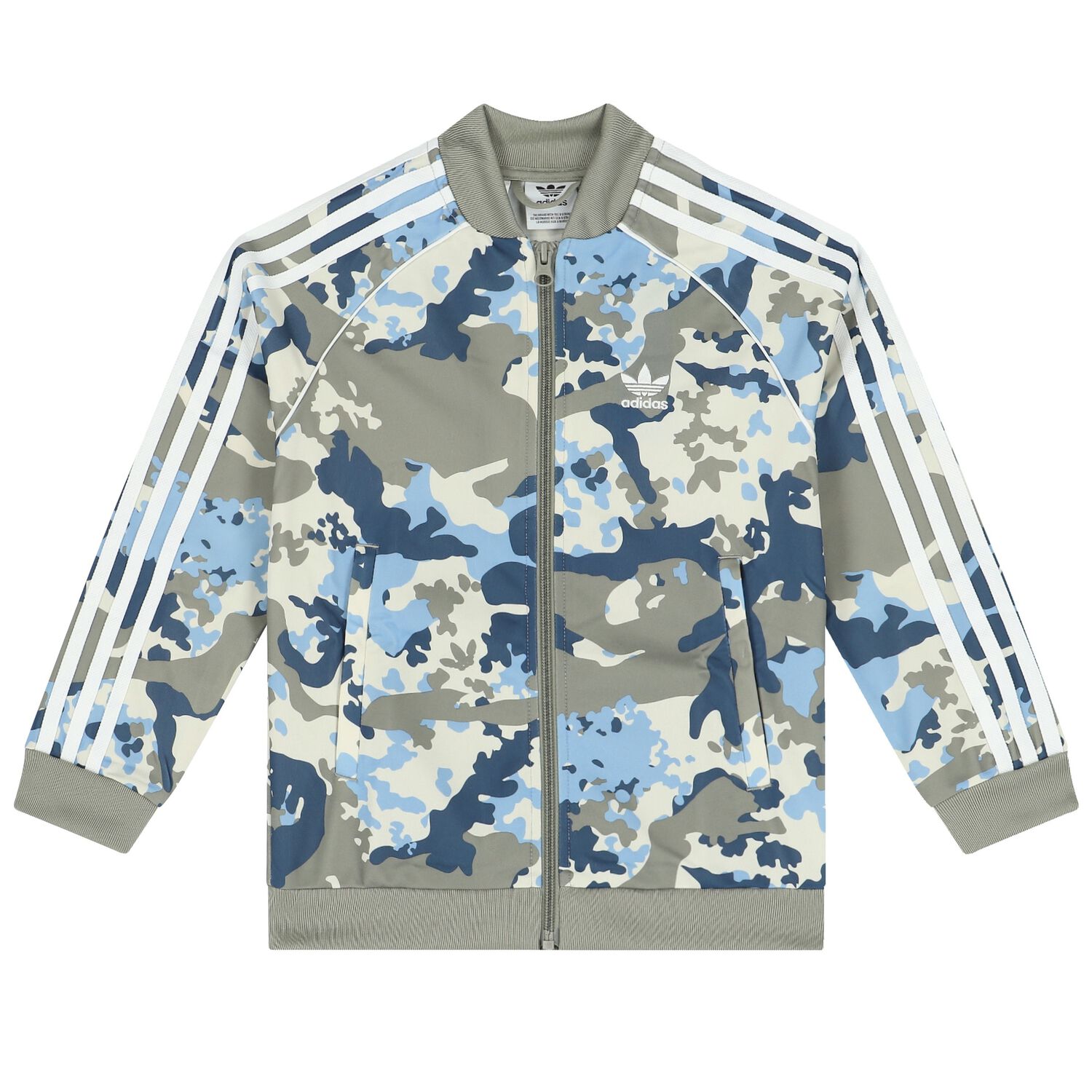 White & Grey Camoflague Logo Zip Up Top, 1, hi-res image number null