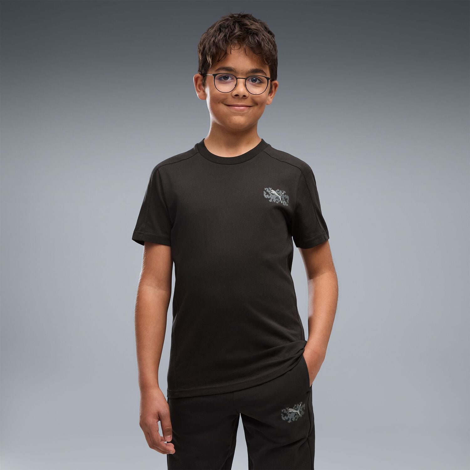 Boys Black Logo T-Shirt, 1, hi-res