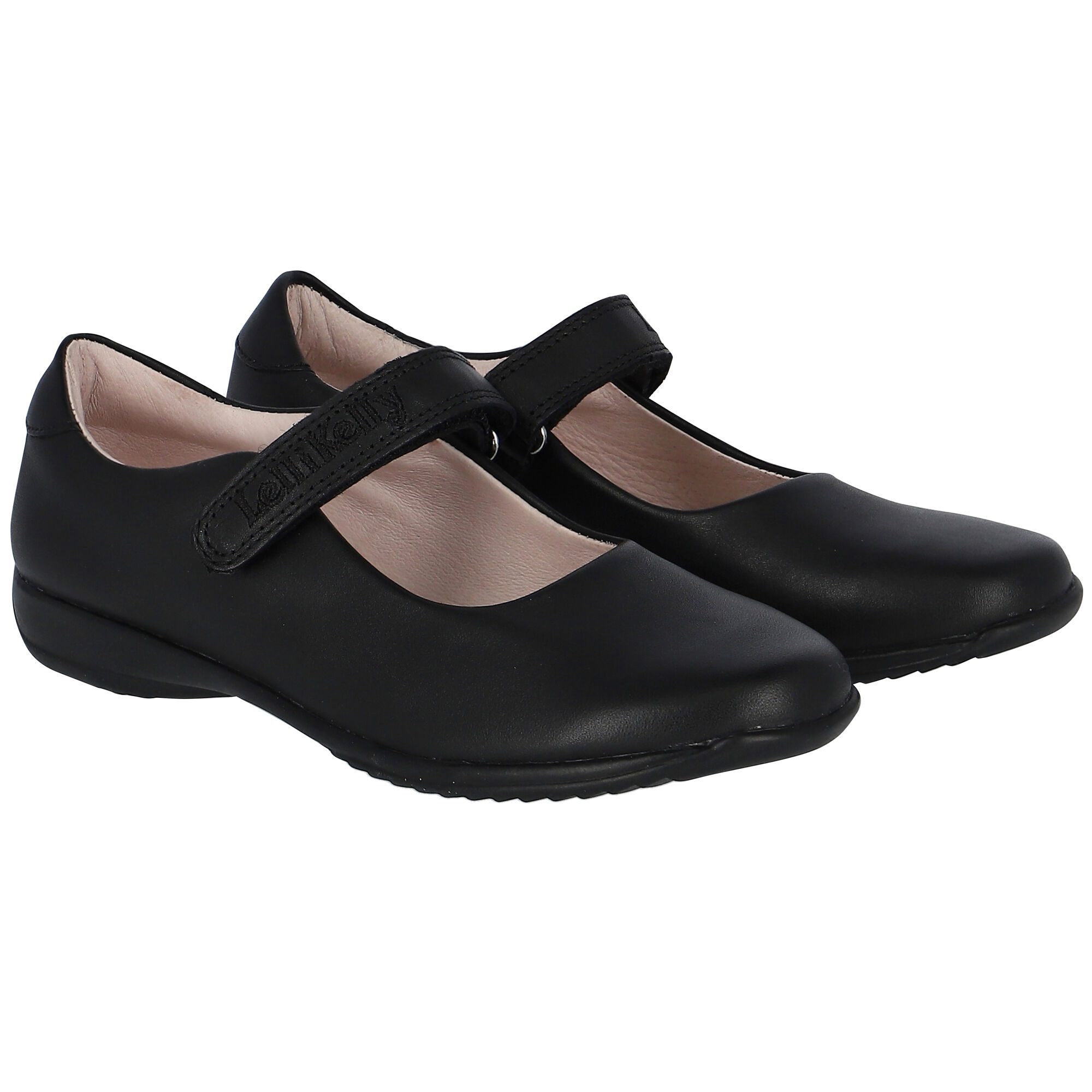 Girls black shop leather pumps
