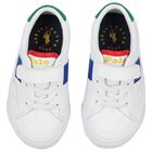 حذاء رياضي بالشعار باللون الأبيض للأولاد, 1, hi-res