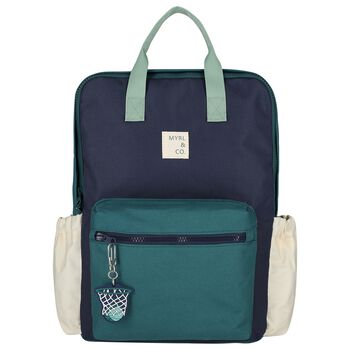 Navy Blue, Green & Ivory Logo Backpack ( 36CM )