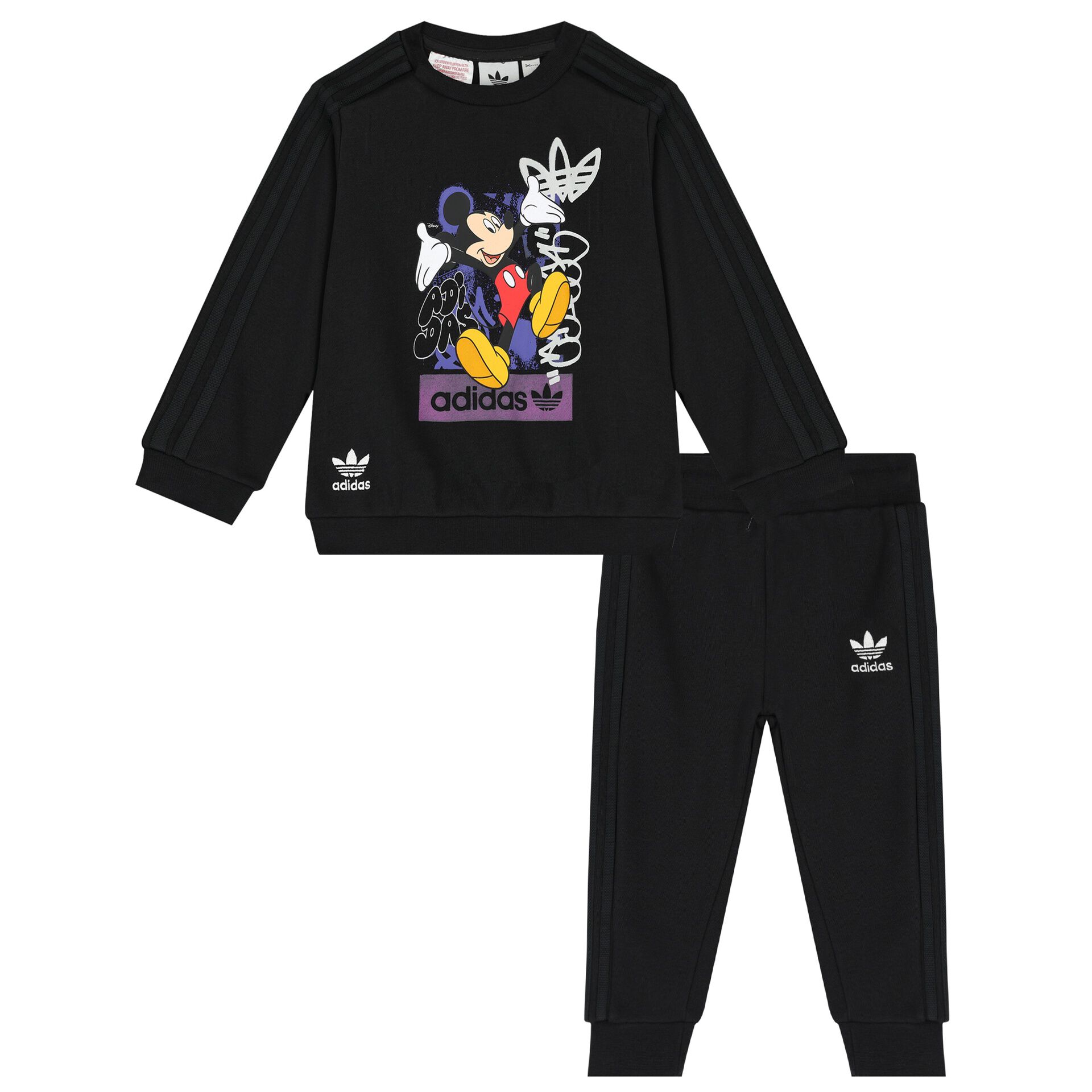 Adidas Kids Black Mickey Mouse Logo Tracksuit Junior Couture UAE