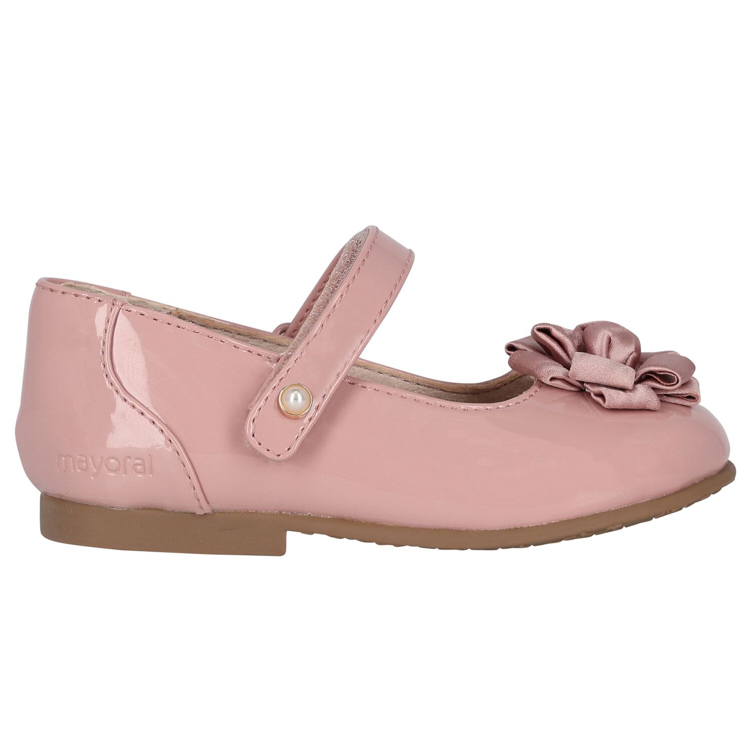 Girls Pink Patent Leather Ballerina Shoes, 2, hi-res image number null