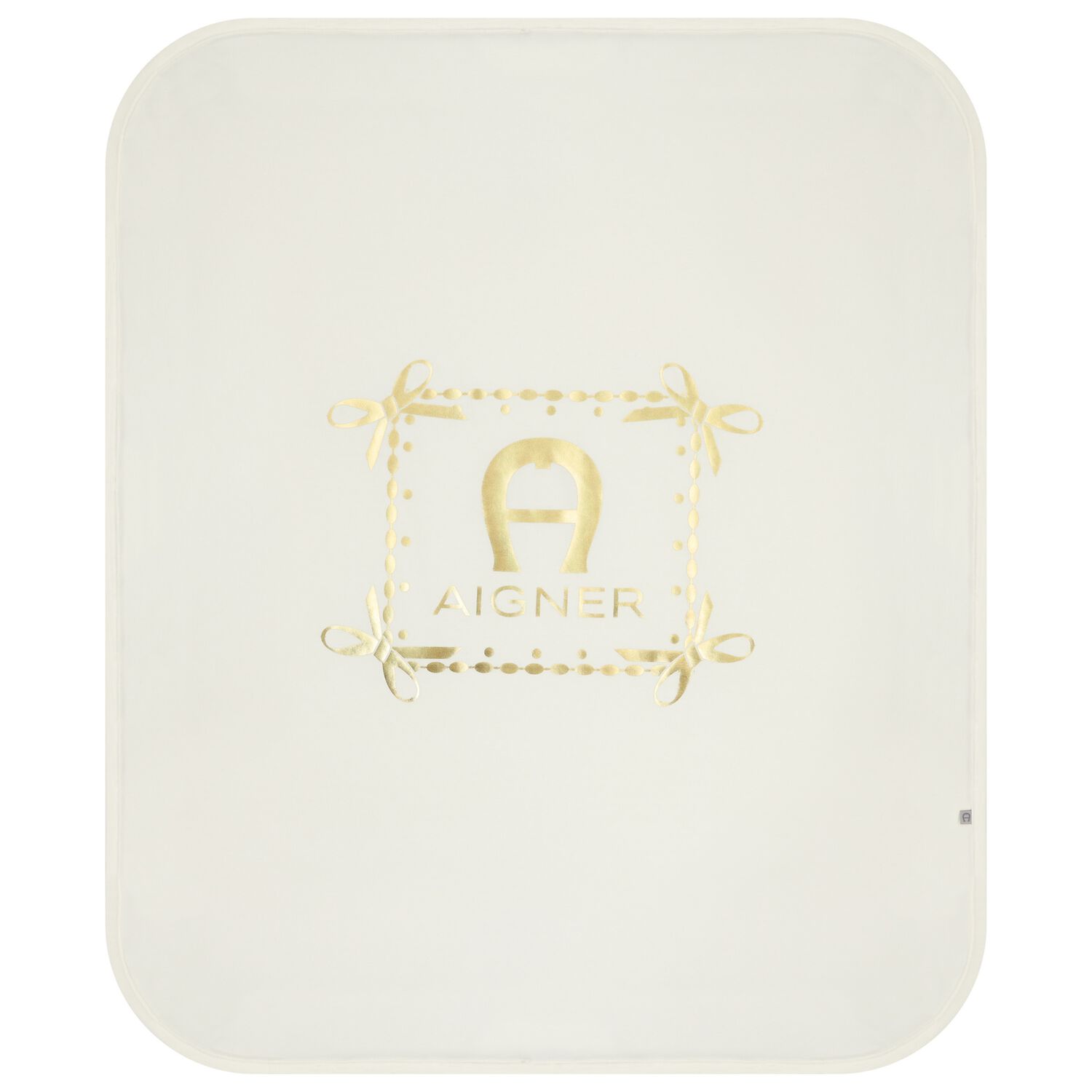 Baby Girls Ivory & Gold Logo Blanket, 1, hi-res