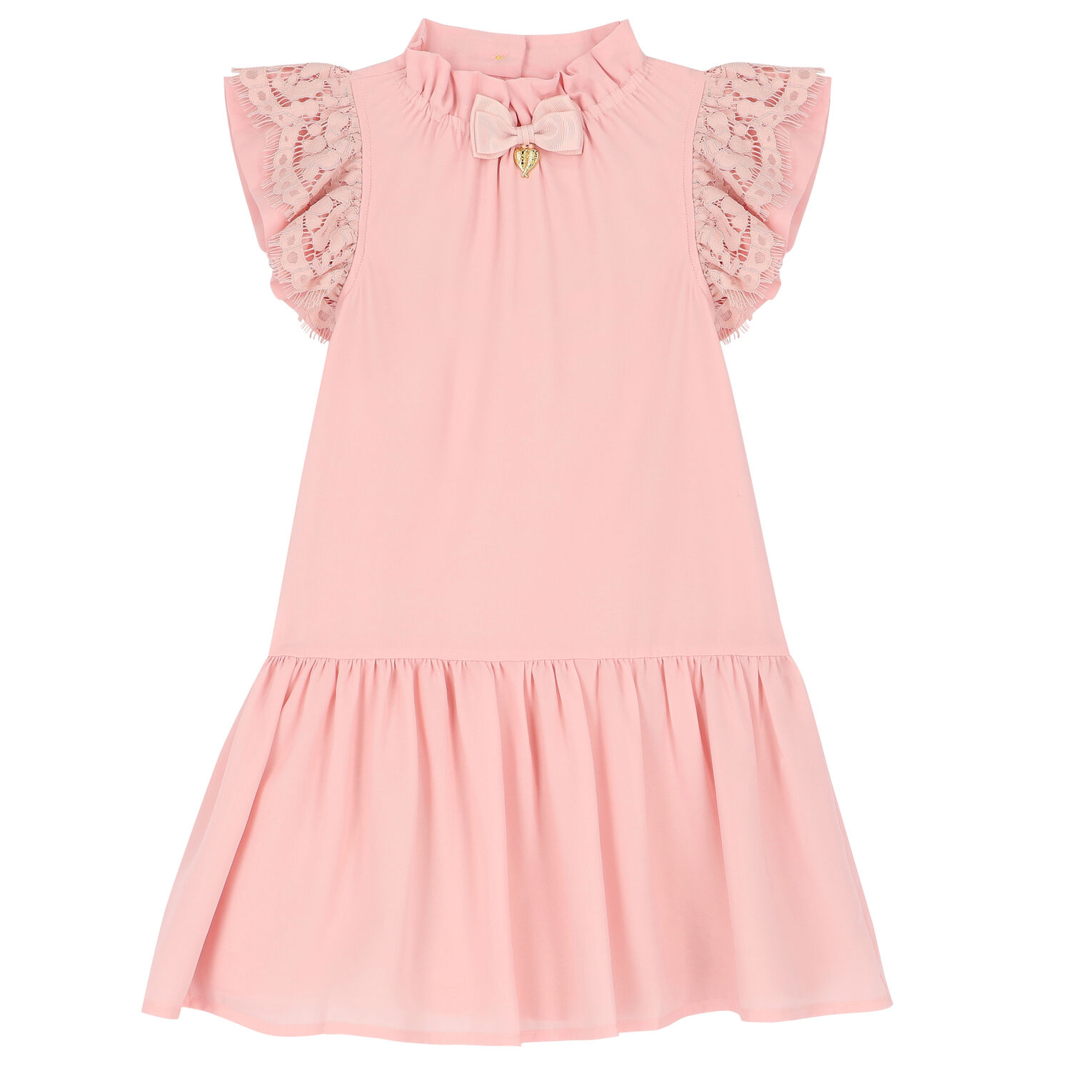 Girls Pink Lace Dress, 1, hi-res
