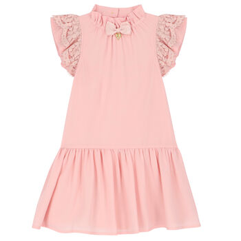 Girls Pink Lace Dress