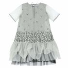 Girls Silver & Grey Lace Dress, 1, hi-res