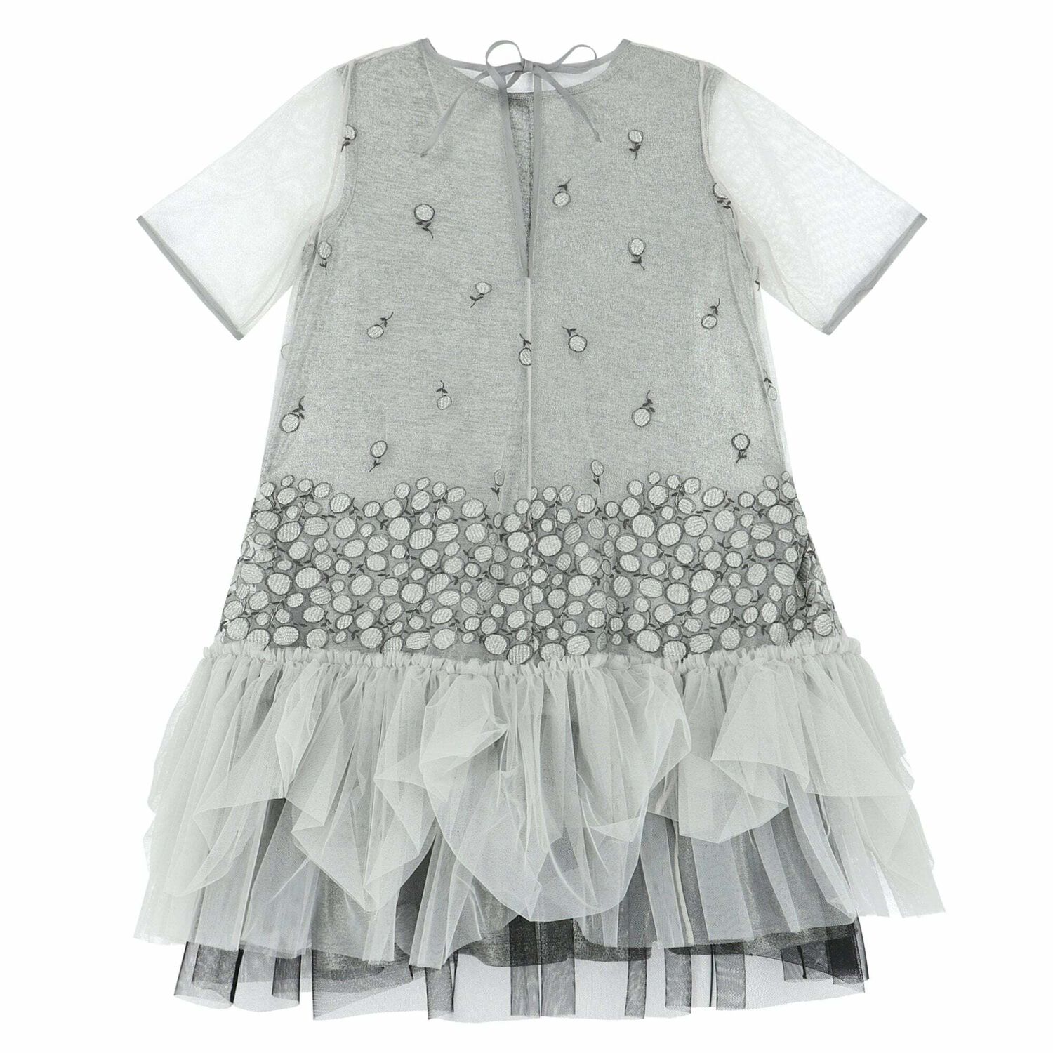 Girls Silver & Grey Lace Dress, 1, hi-res image number null