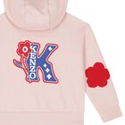 Girls Pink Logo Hooded Zip Up Top, 1, hi-res