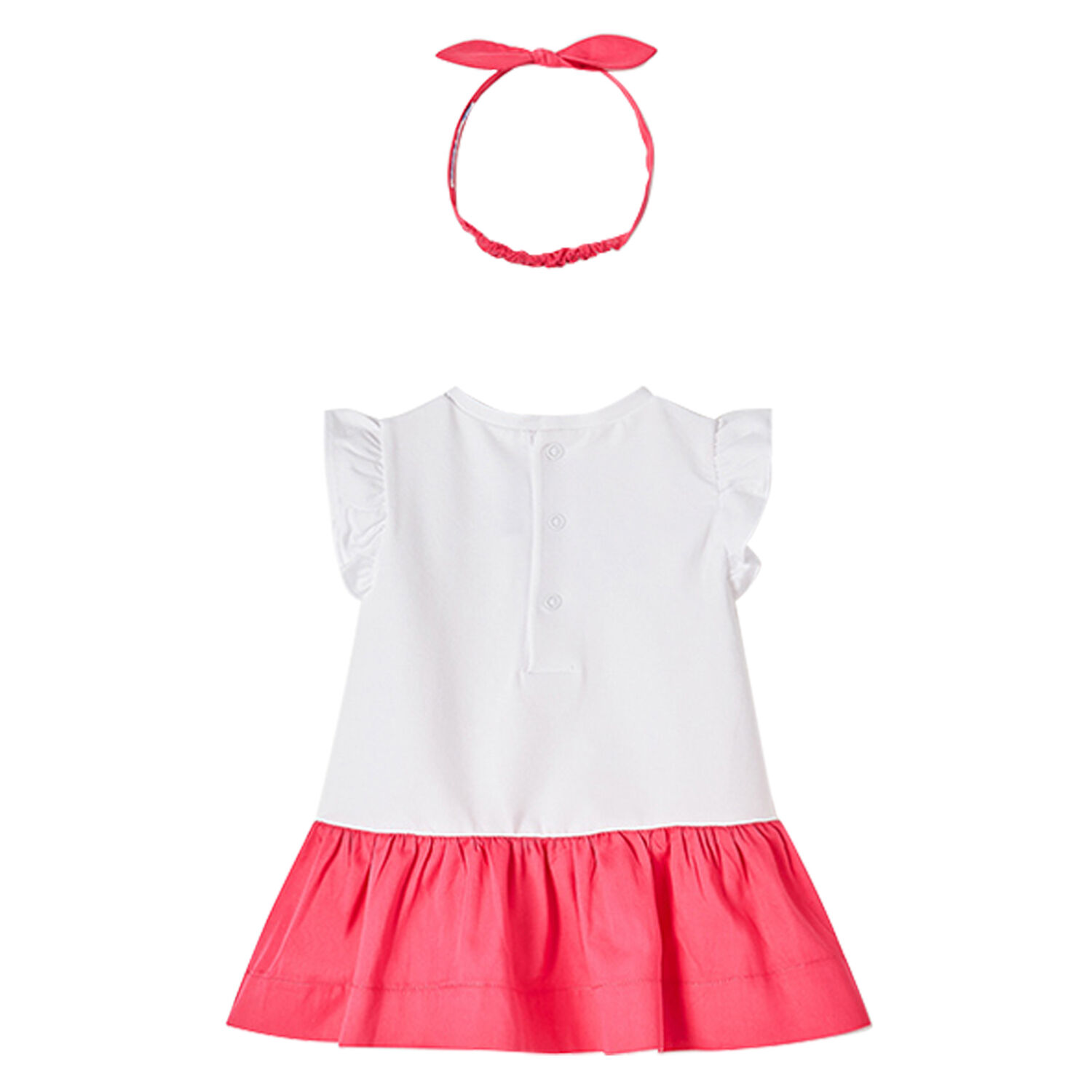 Younger Girls White & Pink Dress Set, 1, hi-res