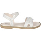 Girls White Crystal & Pearl Embellished Sandals, 1, hi-res