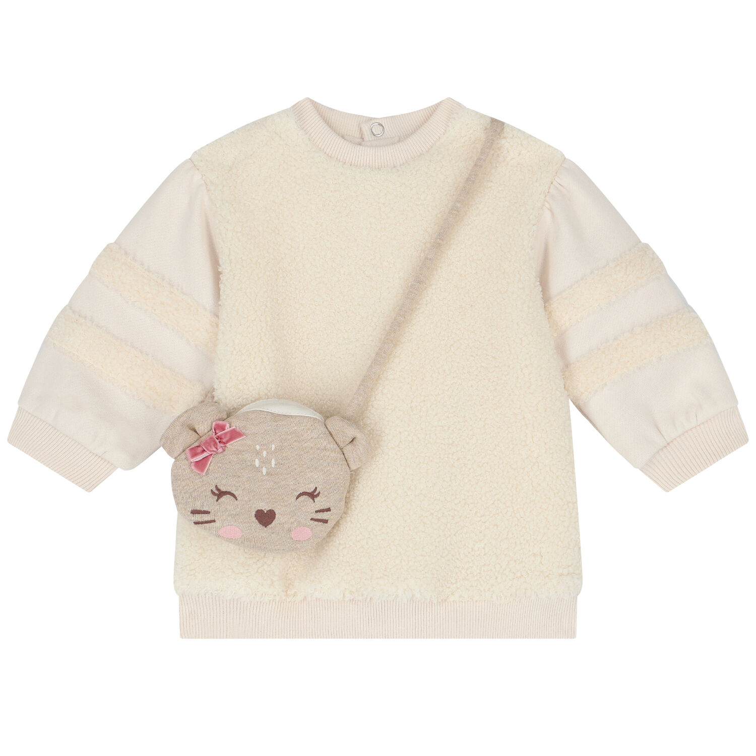 طقم فستان بنات شيربا مع حقيبة باللون العاجى, 1, hi-res