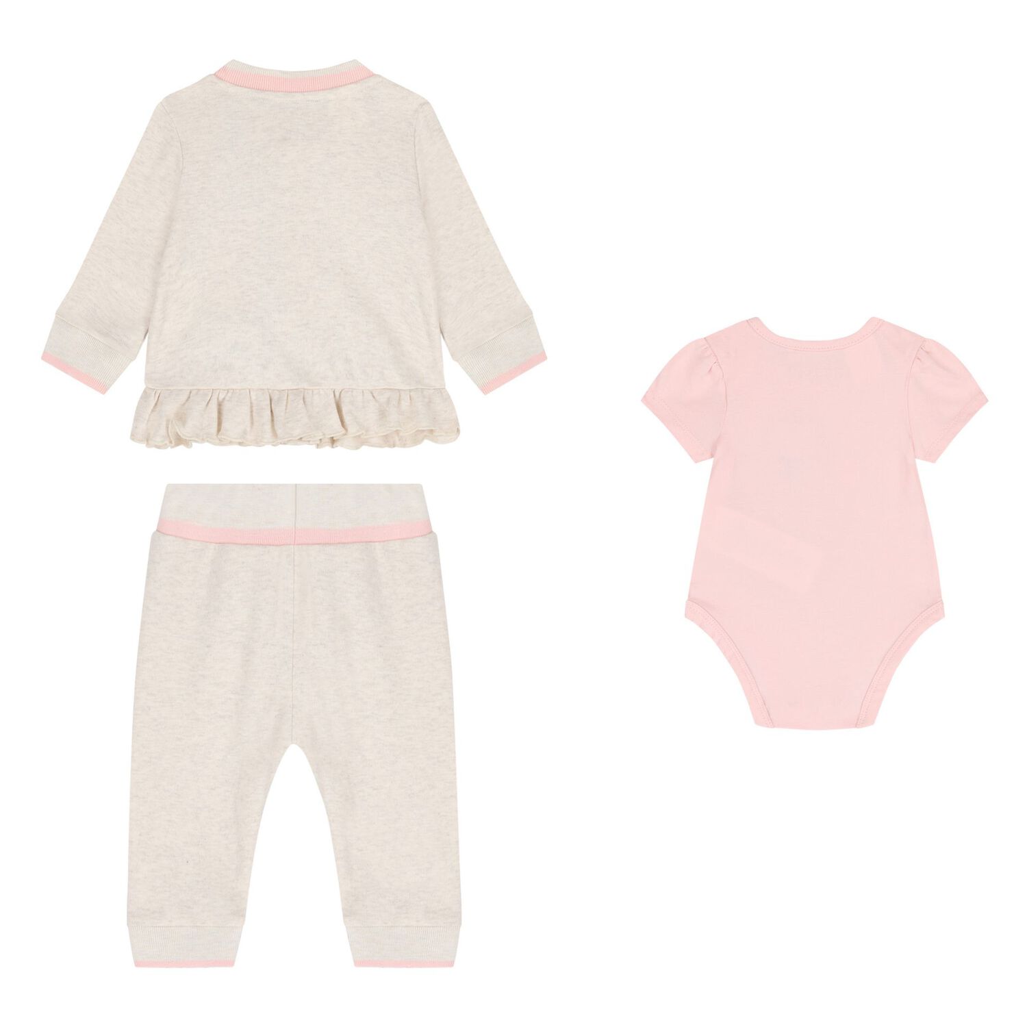 Baby Girls Beige Logo Tracksuit ( 3 Piece ), 1, hi-res