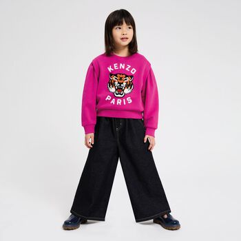 Girls Pink Lucky Tiger Logo Sweatshirt, 1 Girls Pink Lucky Tiger Logo Sweatshirt