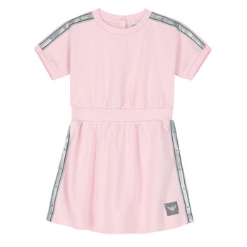Emporio Armani Younger Girls Pink Logo Dress, 1 Younger Girls Pink Logo Dress