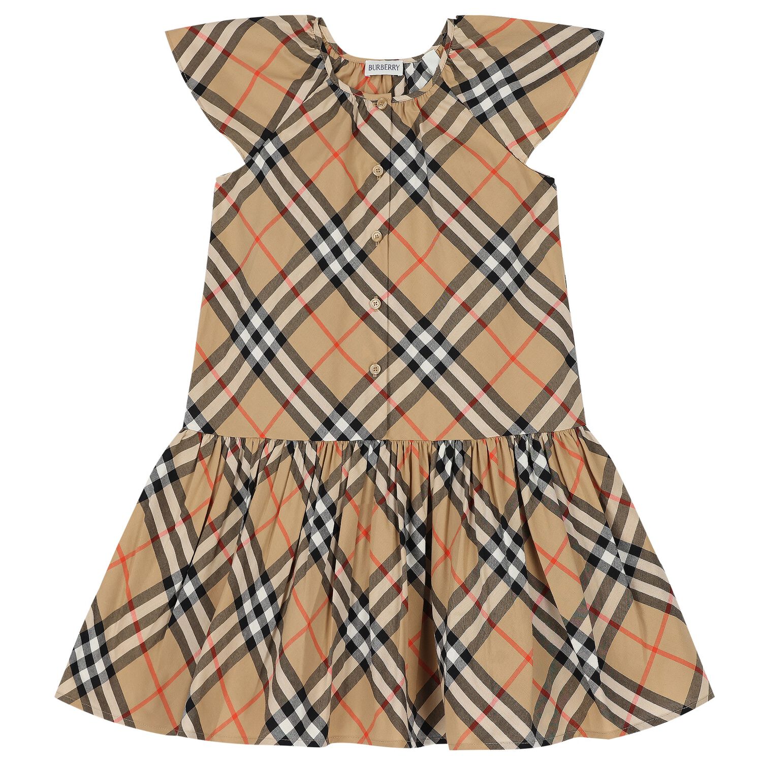 Girls Beige Check Dress, 1, hi-res image number null