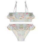 Girls Blue Floral Bikini, 1, hi-res