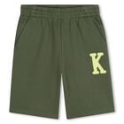 Boys Green Logo Shorts, 1, hi-res