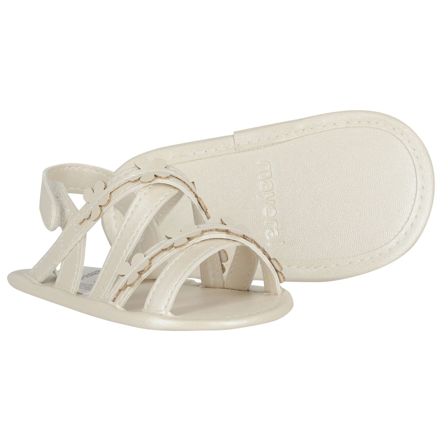 Baby Girls Ivory Flower Sandals, 2, hi-res