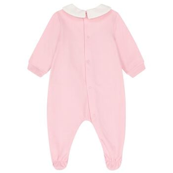 Baby Girls Pink Teddy Bear Logo Babygrow