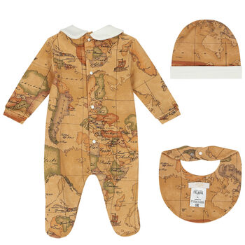 Beige & Ivory Geo Map Babygrow Set