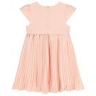 Girls Pink Bow Pleated Dress, 2, hi-res