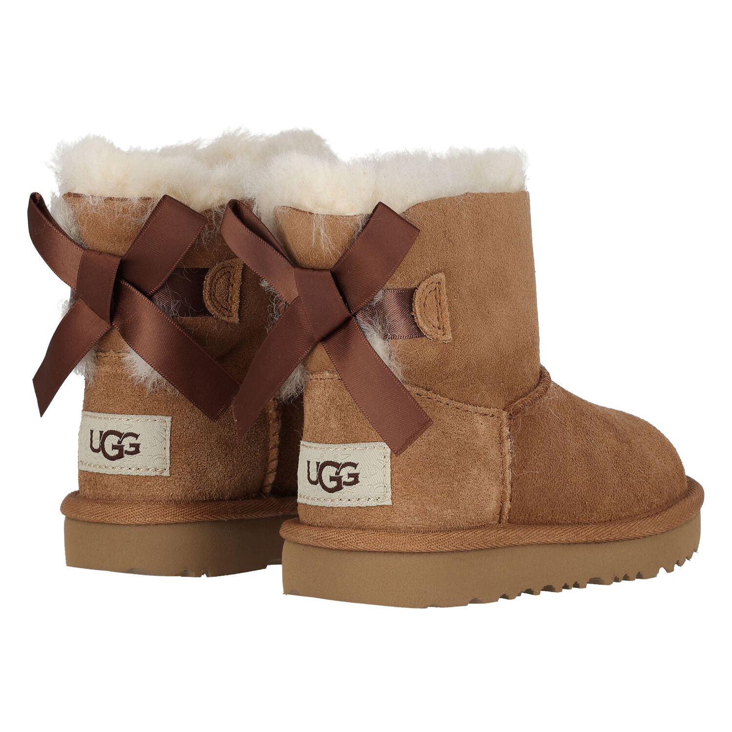 Younger Girls Chestnut Brown Mini Bailey Bow II Suede Boots, 2, hi-res