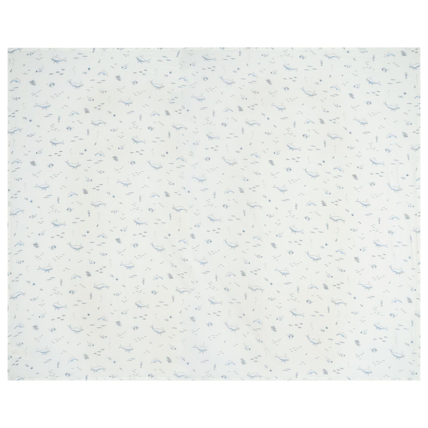 مناديل موسلين للأطفال الصغار باللونين الأبيض والأزرق برسومات حيوانات بحرية (عبوة من قطعتين), 1, hi-res image number null