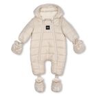 Baby Boys Beige Padded Snowsuit, 1, hi-res