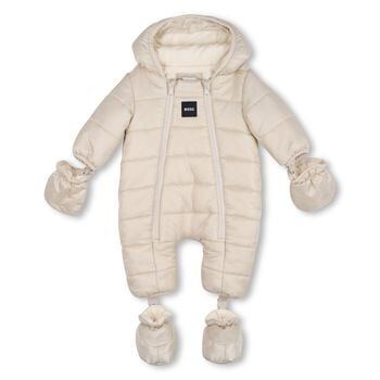Baby Boys Beige Padded Snowsuit