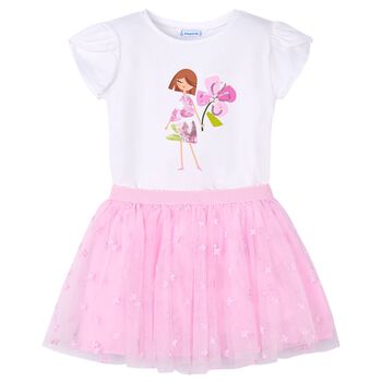 Girls Pink Tulle Skirt Set
