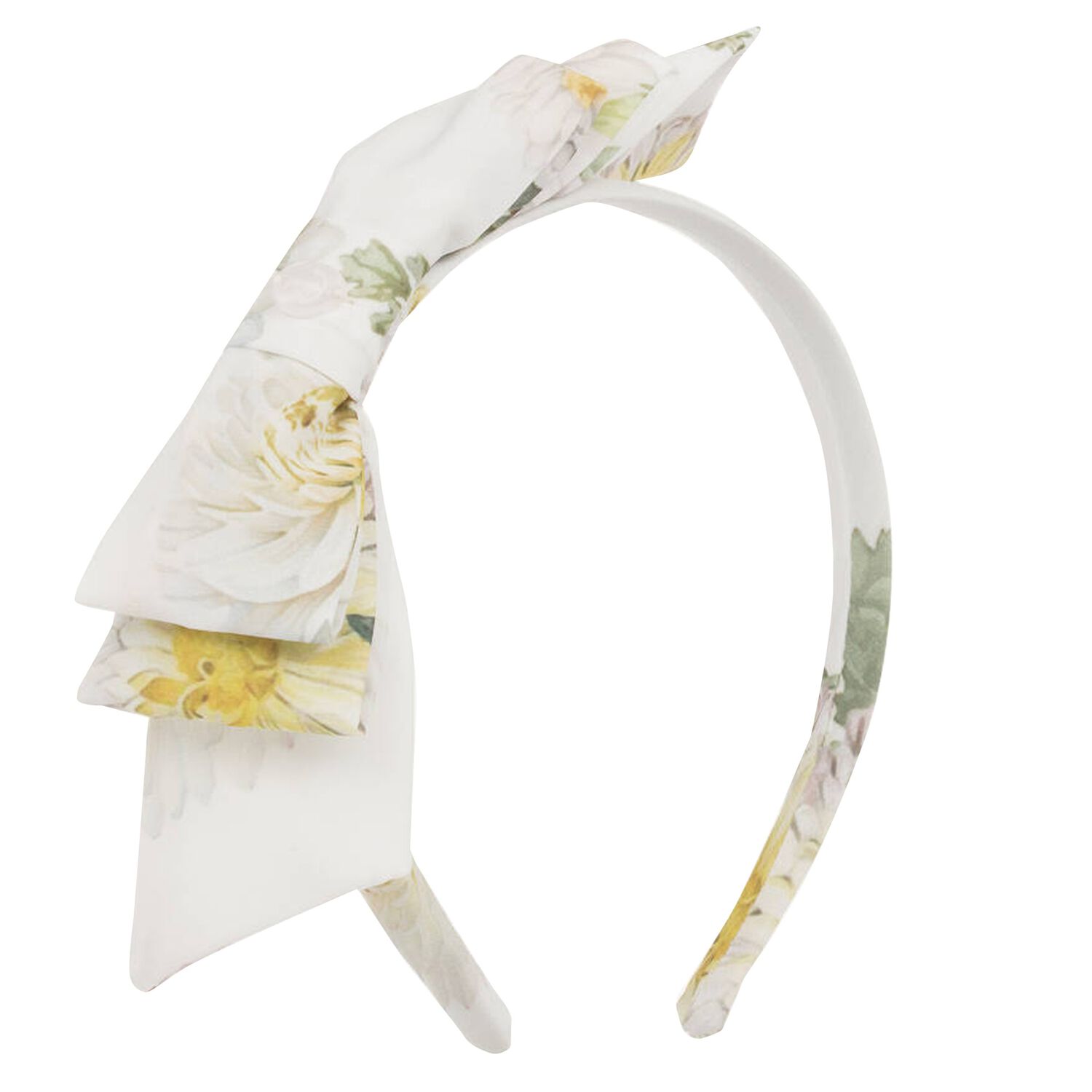 Girls Ivory Floral Chiffon Headband, 3, hi-res image number null