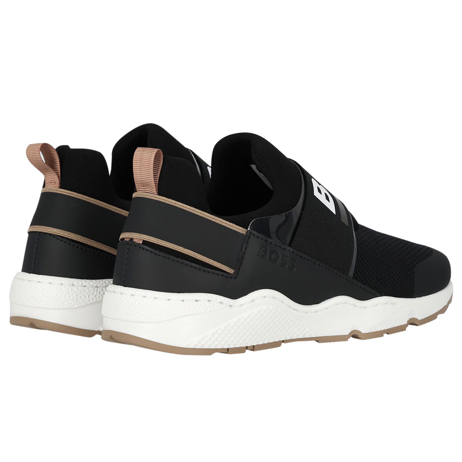 حذاء أولاد رياضي بالشعار باللون الأسود, 1, hi-res image number null