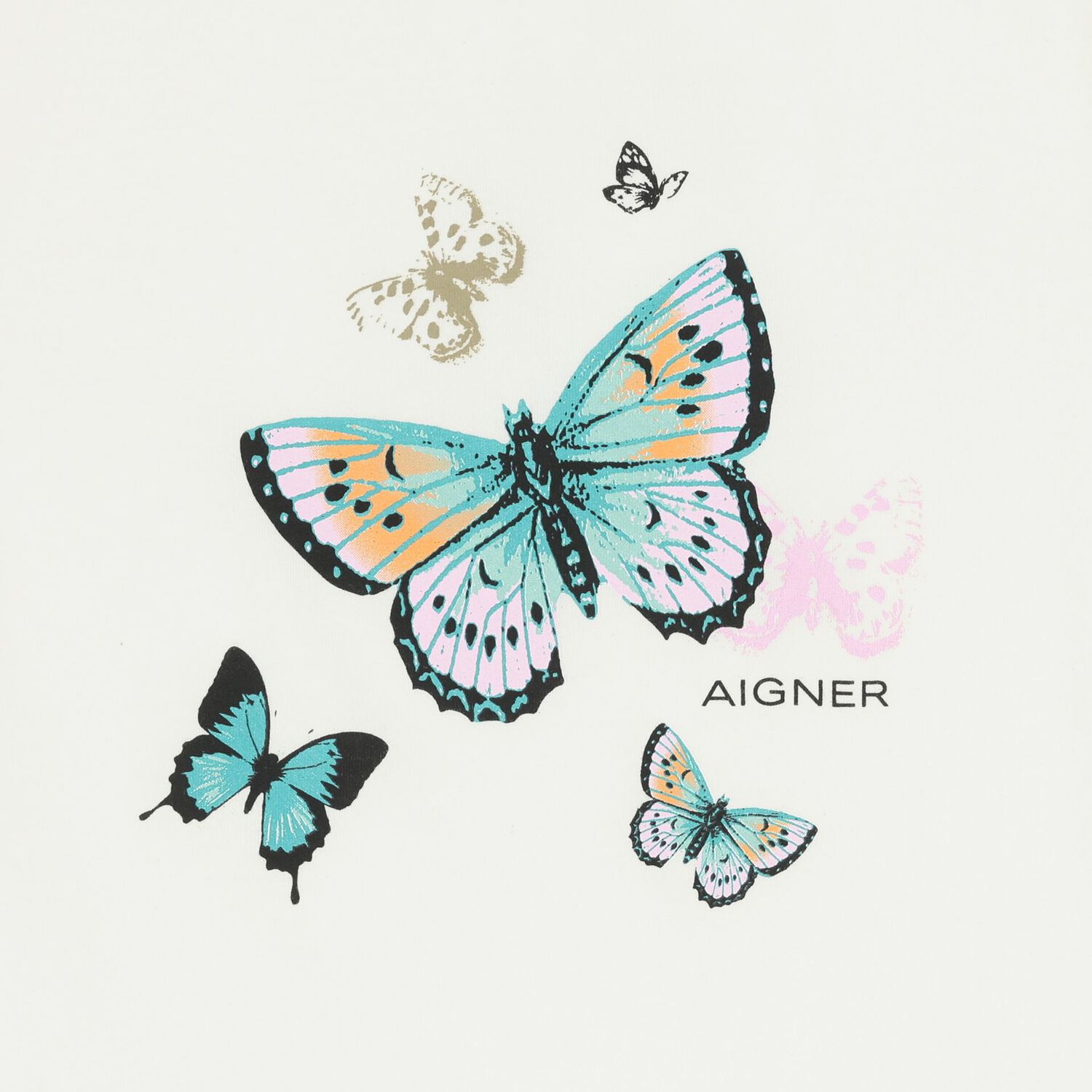 Girls Ivory Butterflies Logo T-Shirt, 1, hi-res