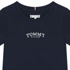 فستان بنات بالشعار باللون الكحلى , 1, hi-res